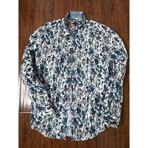Robert Graham ALBANY Micro Dot Blue Paisley Button Up Long Sleeve Men's Size M
